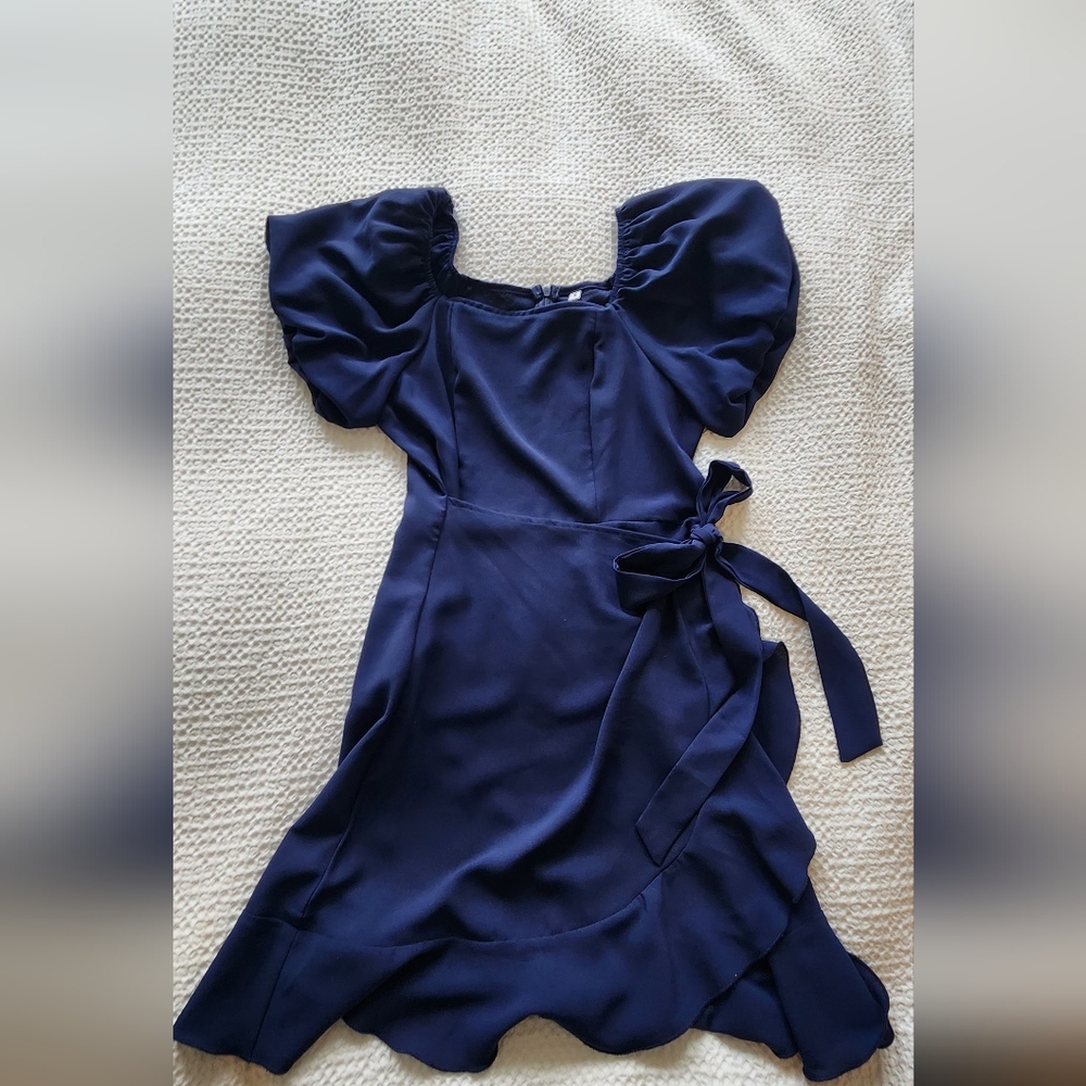 H&M Navy Puff Sleeve Mini Dress